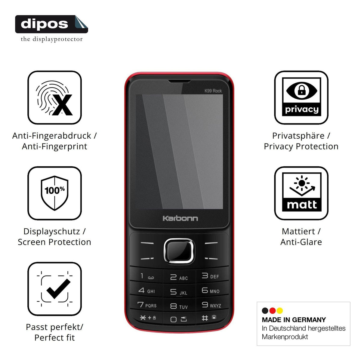 Privatsphäre-Schutz durch Sichtschutz-Folie passend zugeschnitten für Karbonn K99 Rock
