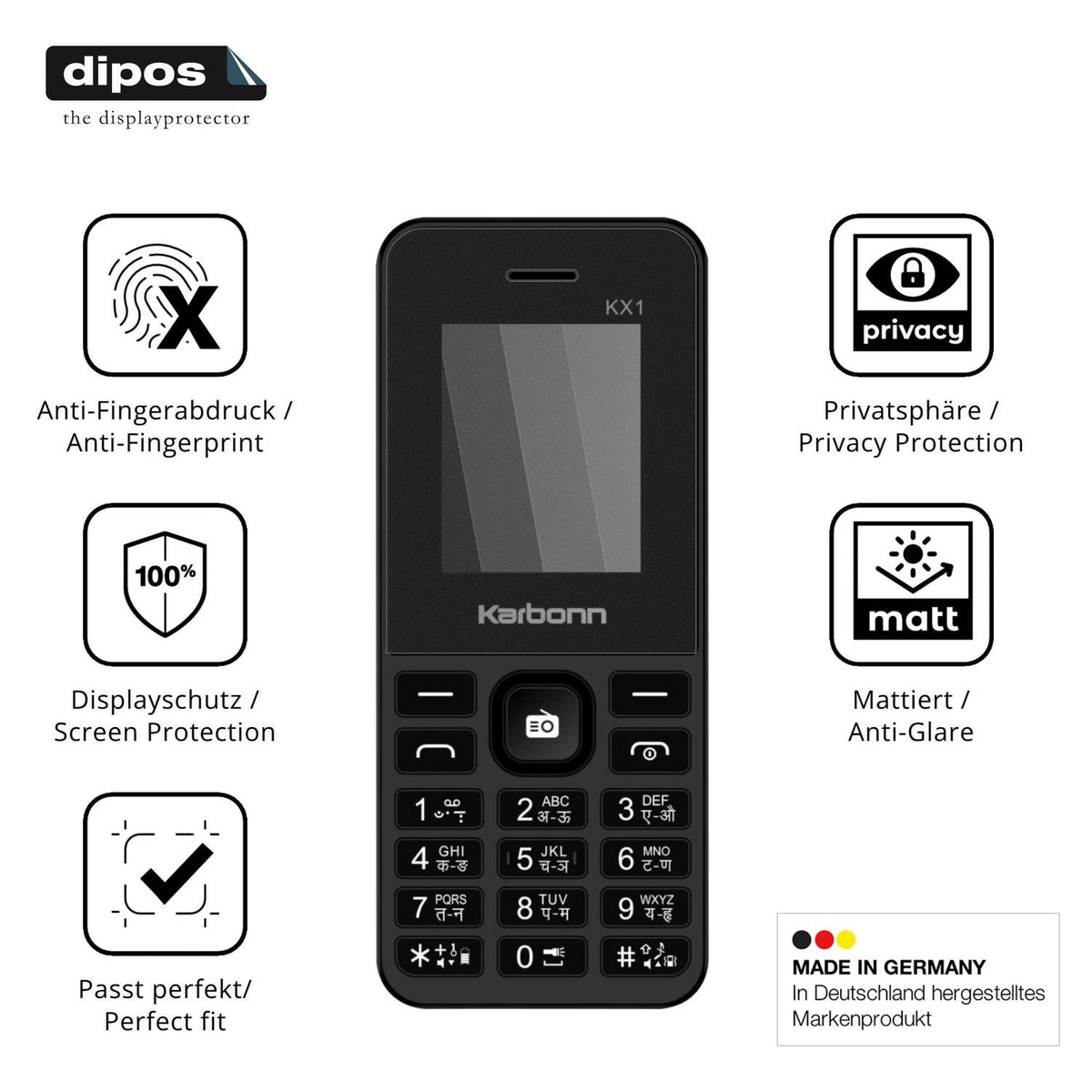 Privatsphäre-Schutz durch Sichtschutz-Folie passend zugeschnitten für Karbonn KX1