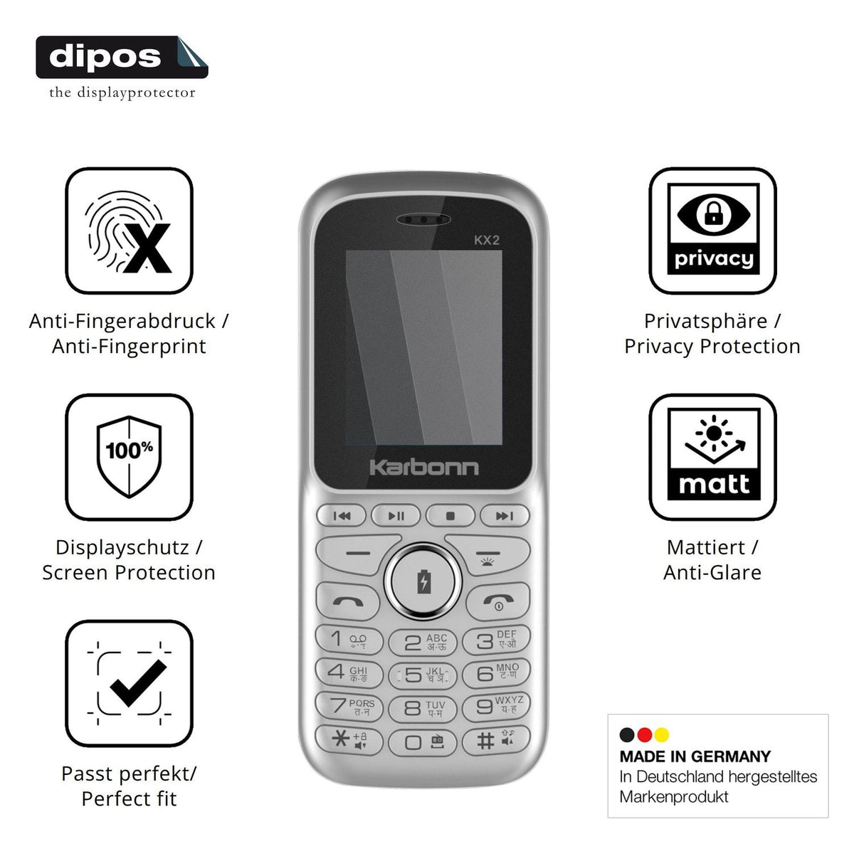 Privatsphäre-Schutz durch Sichtschutz-Folie passend zugeschnitten für Karbonn KX2