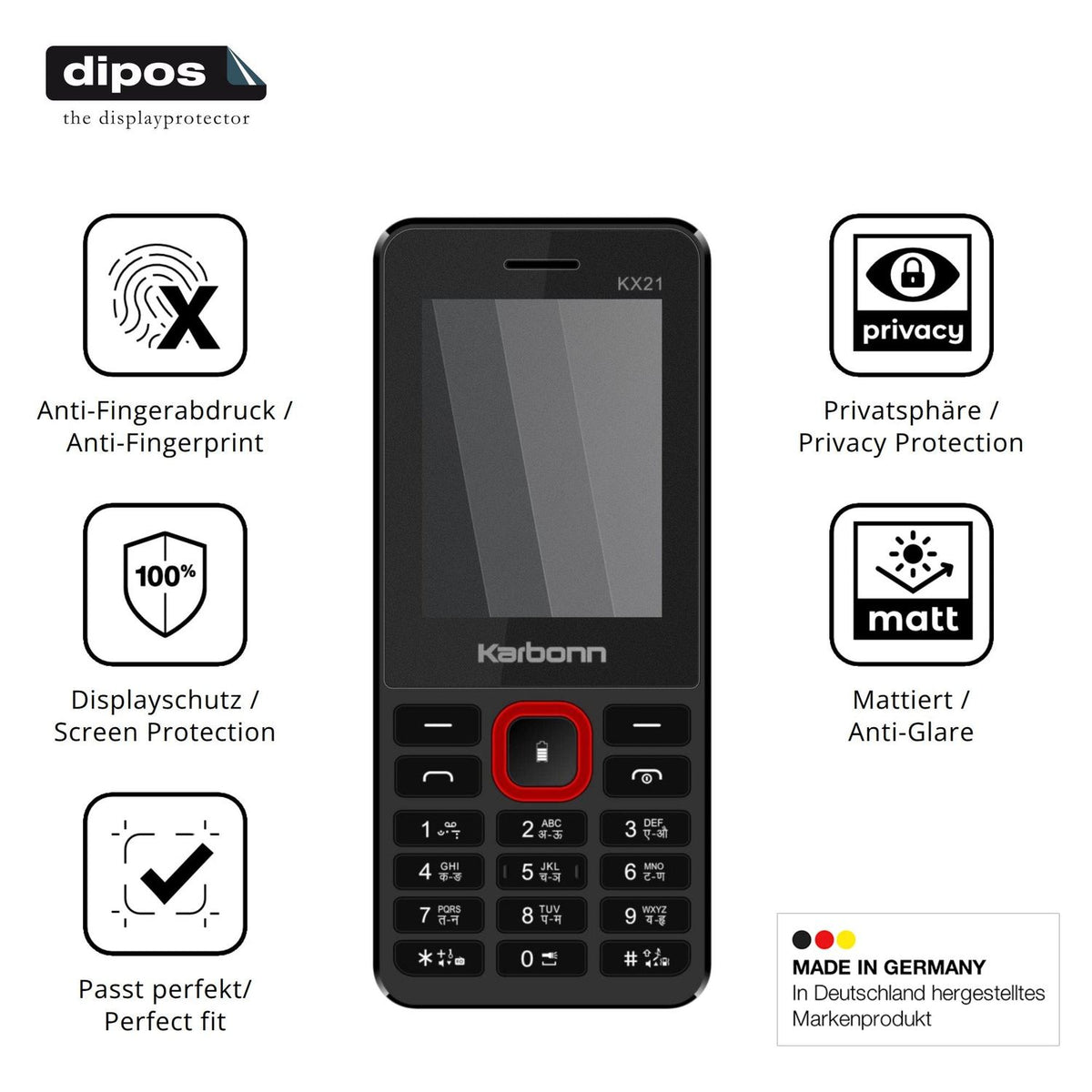 Privatsphäre-Schutz durch Sichtschutz-Folie passend zugeschnitten für Karbonn KX21