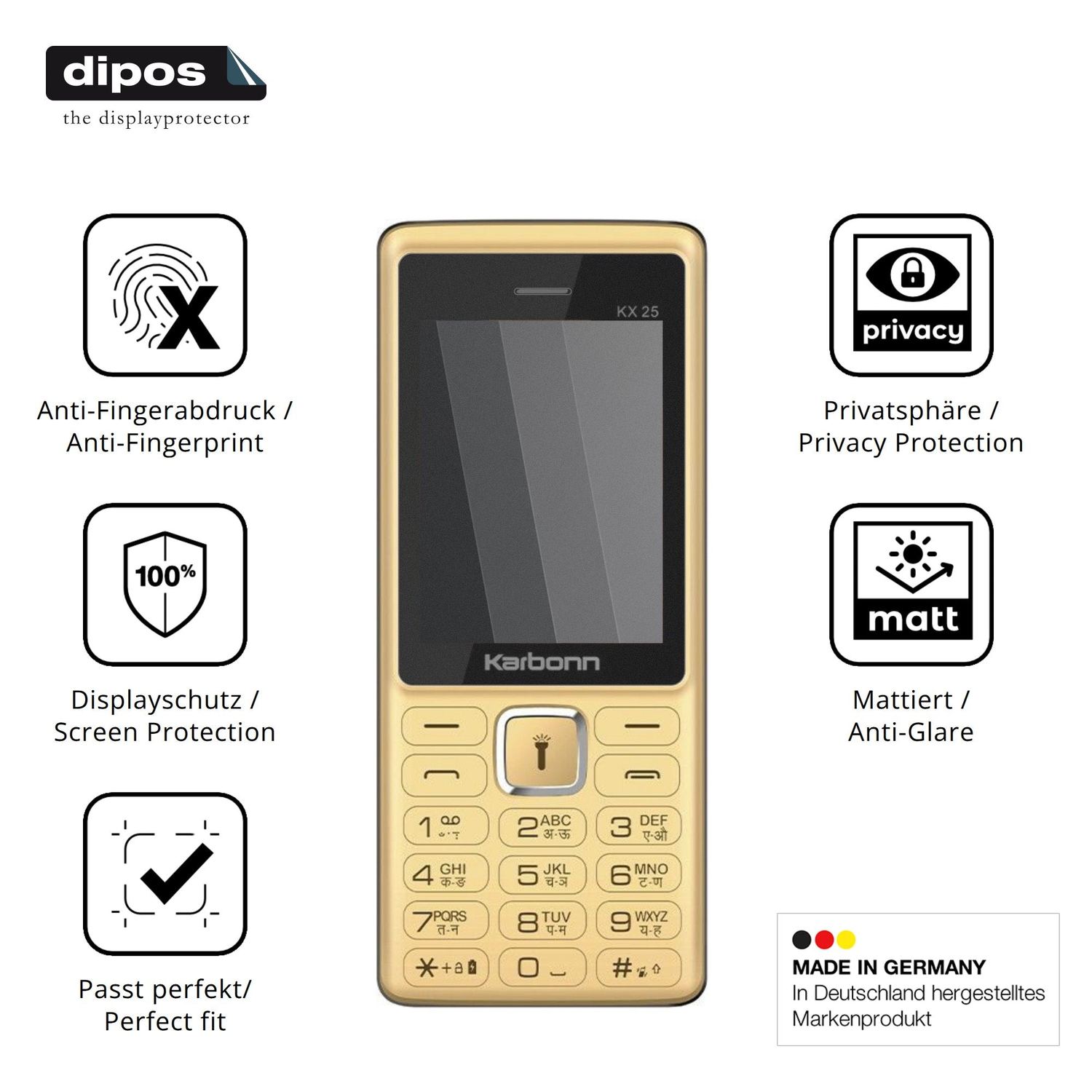 Privatsphäre-Schutz durch Sichtschutz-Folie passend zugeschnitten für Karbonn KX25
