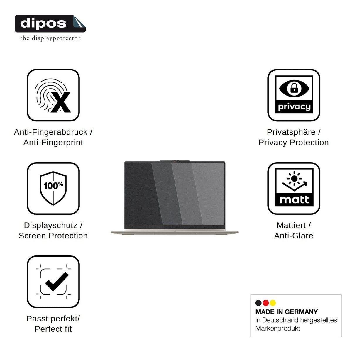 Blickschutzfolie für Lenovo Yoga 7 2in1 16AKP10 matt Schutzfolie Privacy