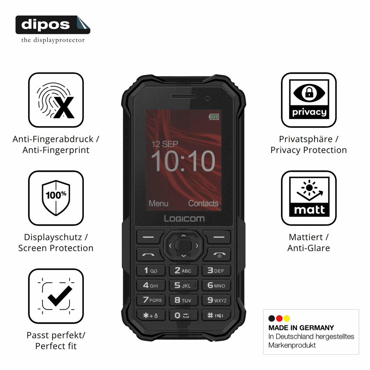 Privatsphäre-Schutz durch Sichtschutz-Folie passend zugeschnitten für Logicom Xtrem-30