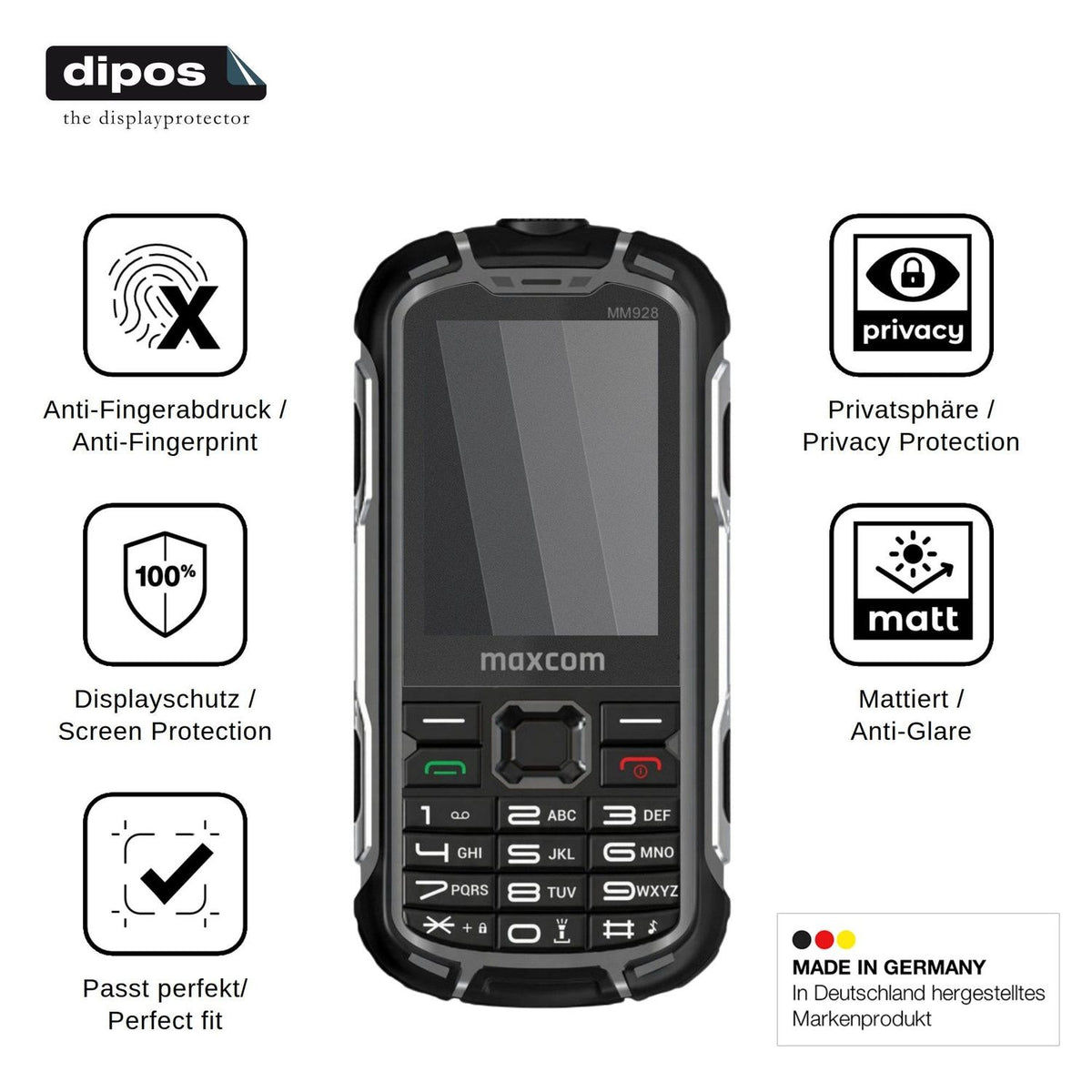 Blickschutzfolie für MaxCom MM928 4G matt Schutzfolie Privacy