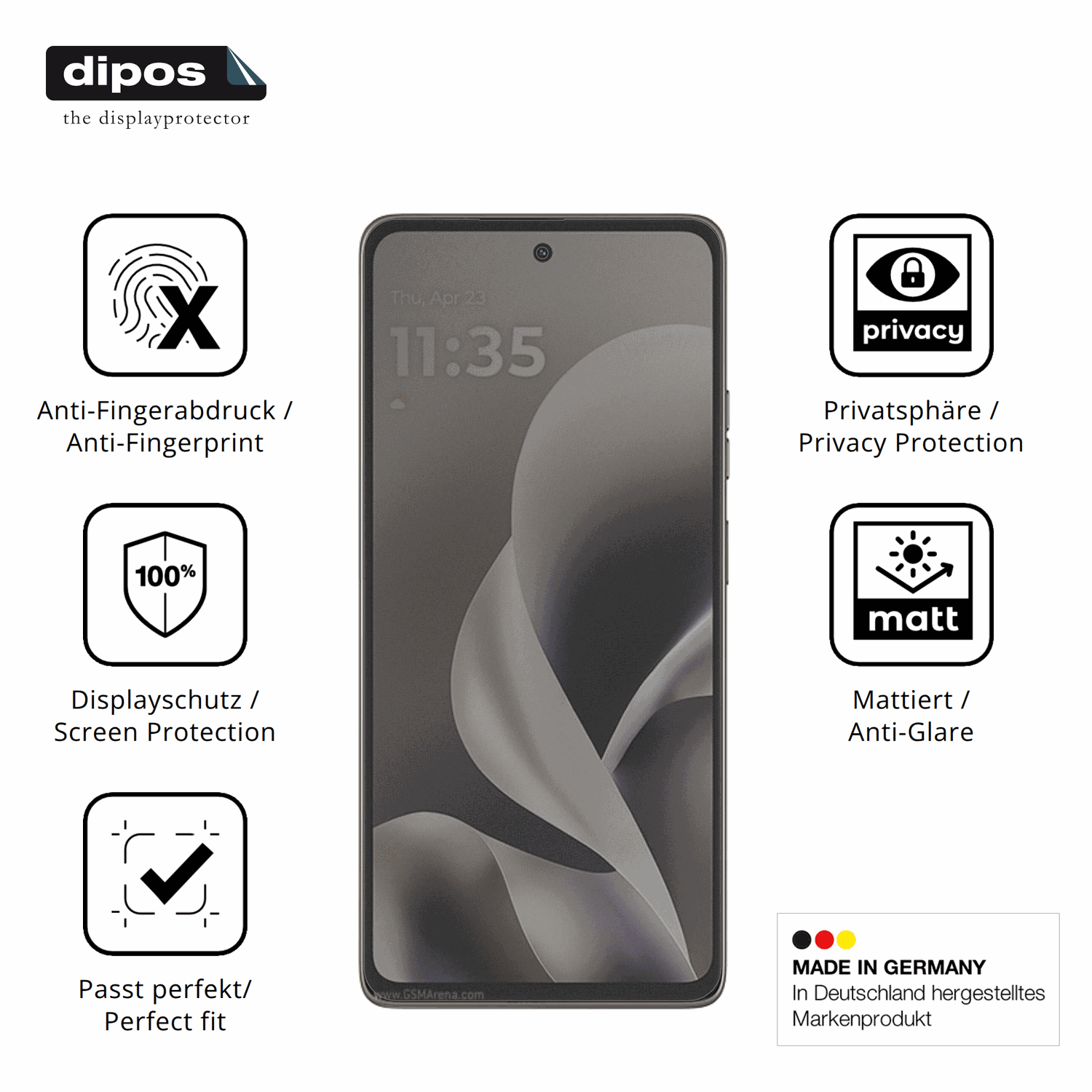 Privatsph�re-Schutz durch Sichtschutz-Folie passend zugeschnitten f�r Motorola Moto G Power 2026