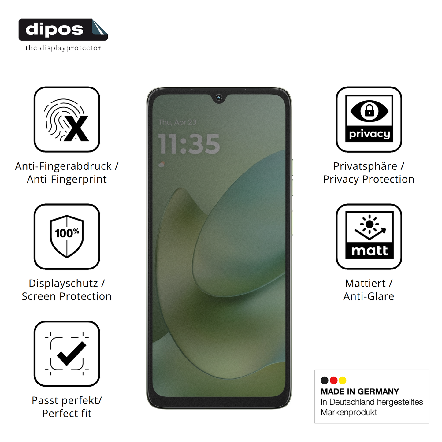 Privatsph�re-Schutz durch Sichtschutz-Folie passend zugeschnitten f�r Motorola Moto G06