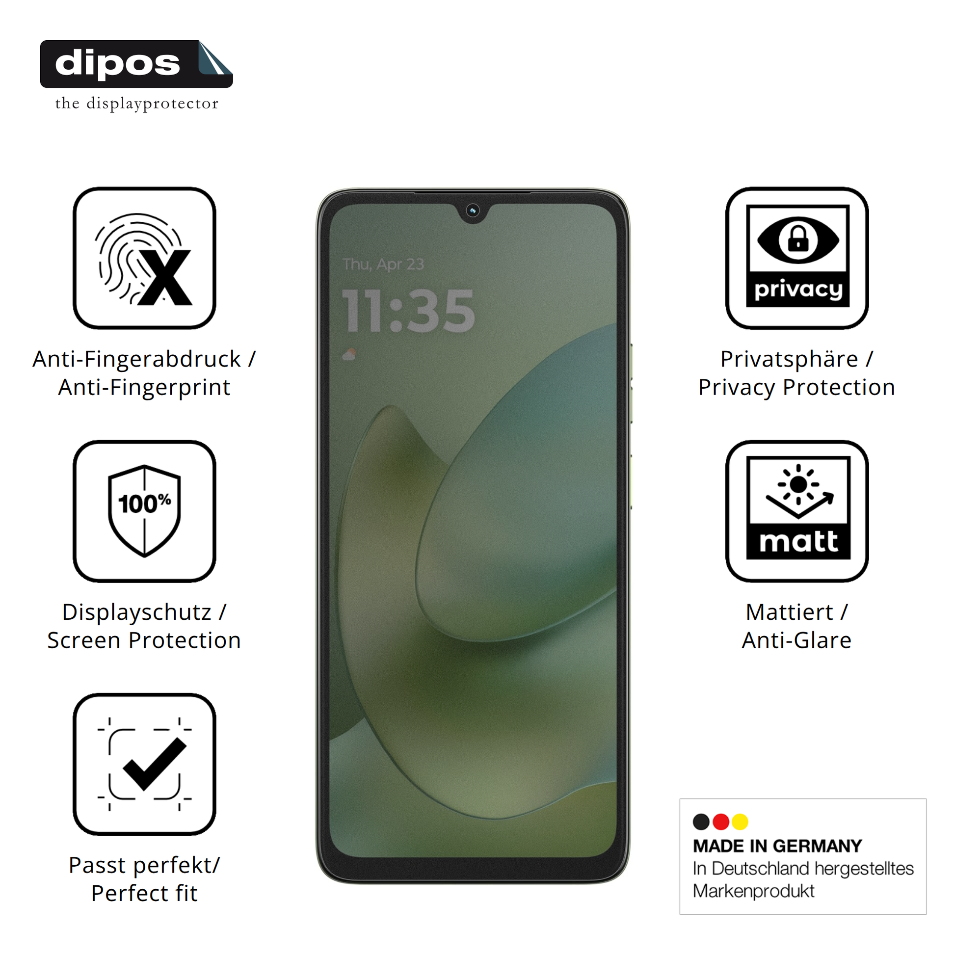Privatsph�re-Schutz durch Sichtschutz-Folie passend zugeschnitten f�r Motorola Moto G06