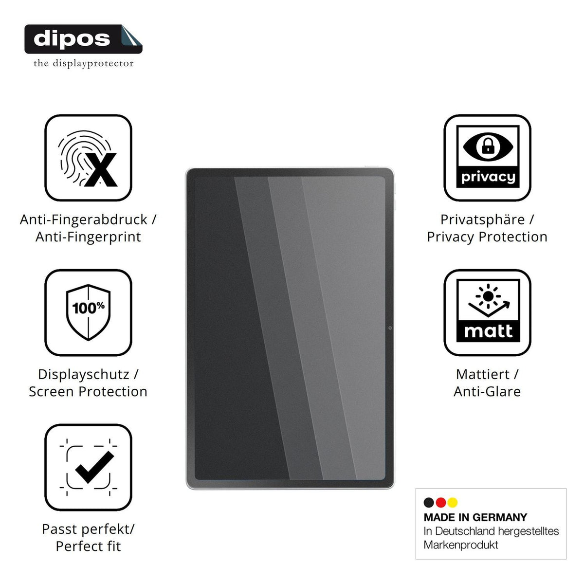Privatsphäre-Schutz durch Sichtschutz-Folie passend zugeschnitten für NEC Lavie Tab T12 2026