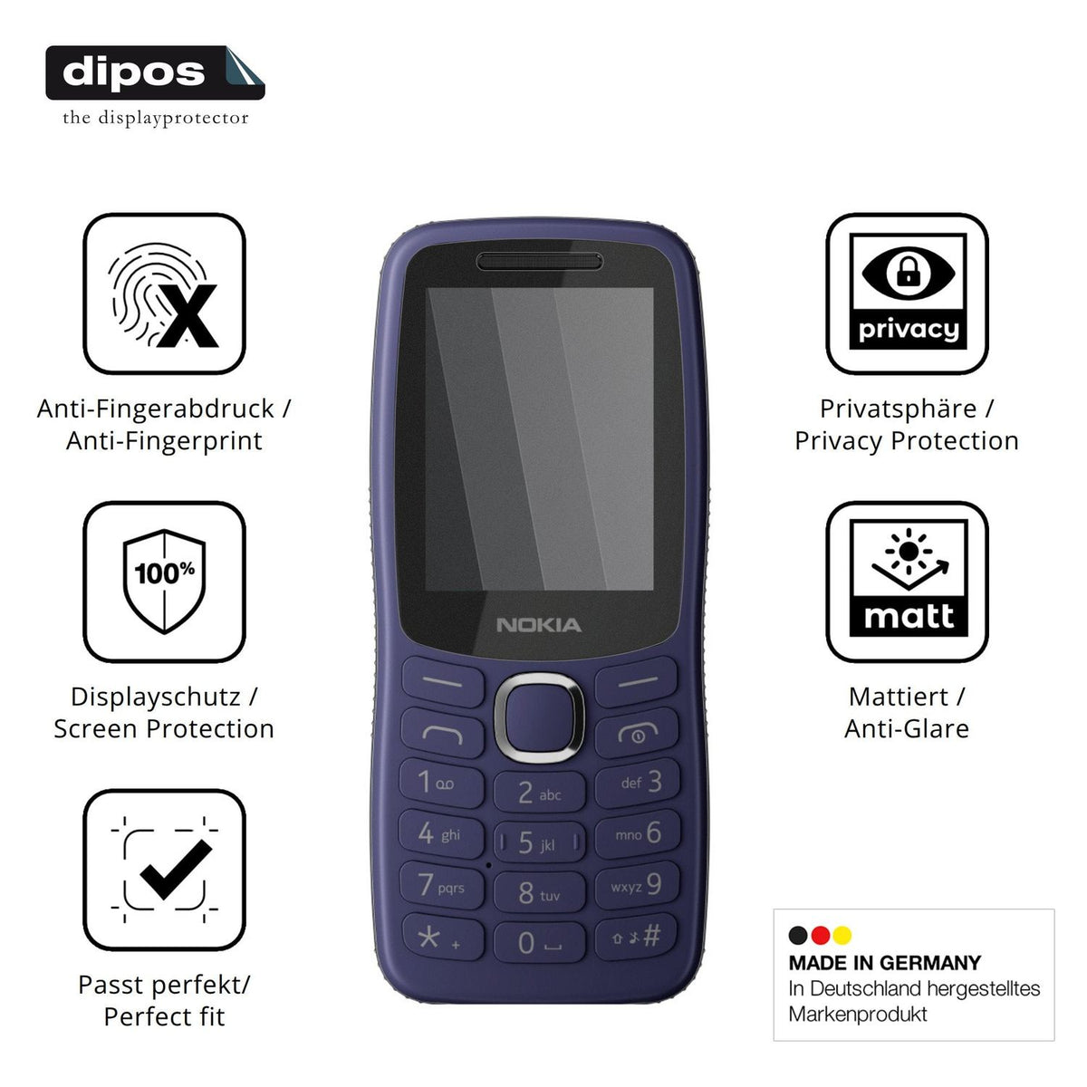 Privatsphäre-Schutz durch Sichtschutz-Folie passend zugeschnitten für Nokia 123 Shield