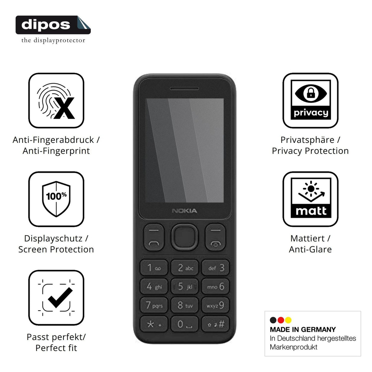 Privatsphäre-Schutz durch Sichtschutz-Folie passend zugeschnitten für Nokia 125