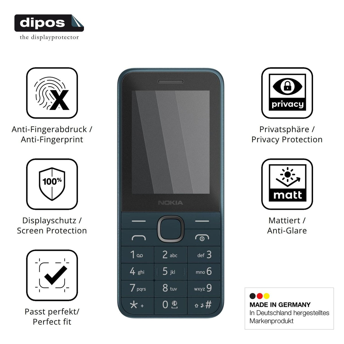Privatsphäre-Schutz durch Sichtschutz-Folie passend zugeschnitten für Nokia 225 4G