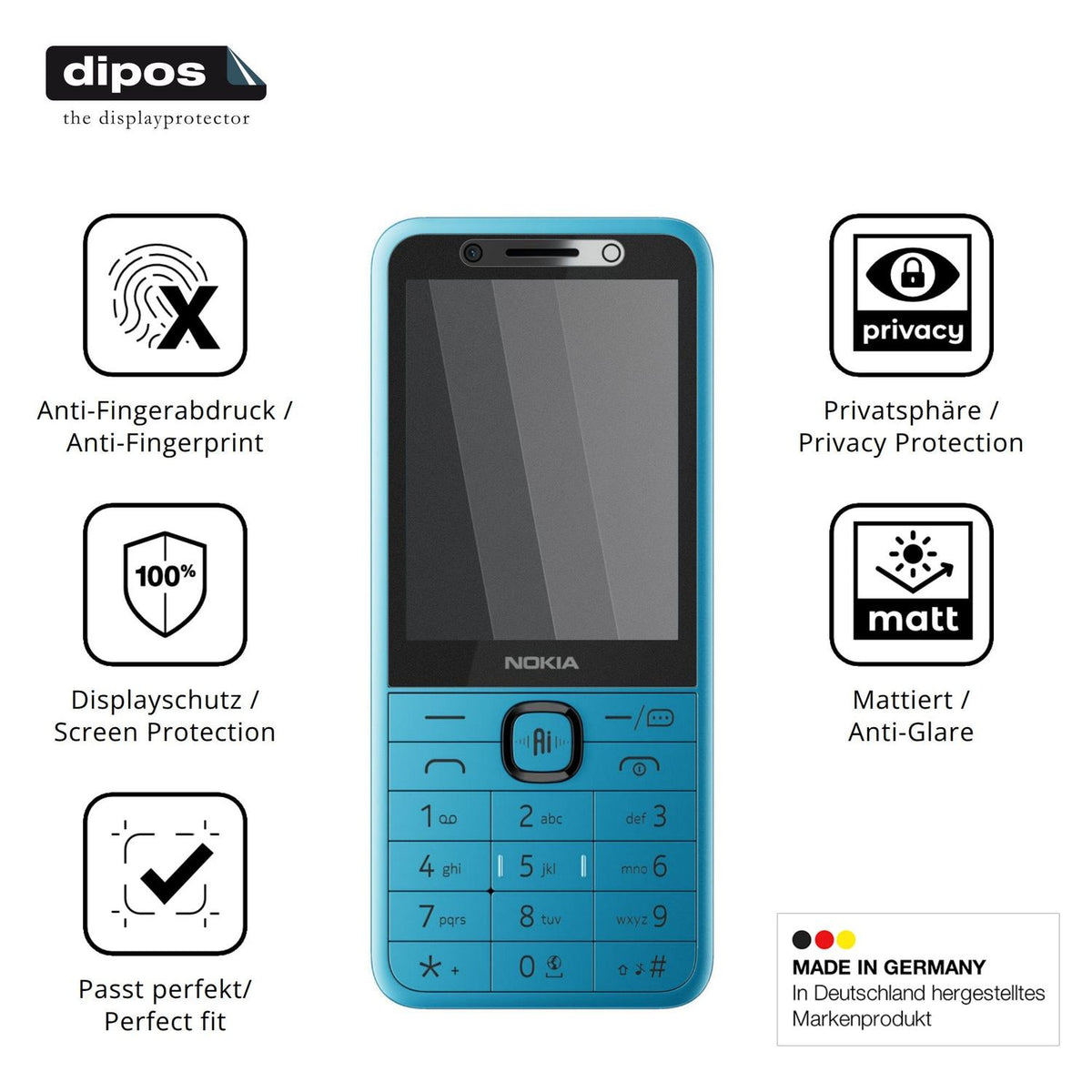 Privatsphäre-Schutz durch Sichtschutz-Folie passend zugeschnitten für Nokia 235 4G 2nd Edition