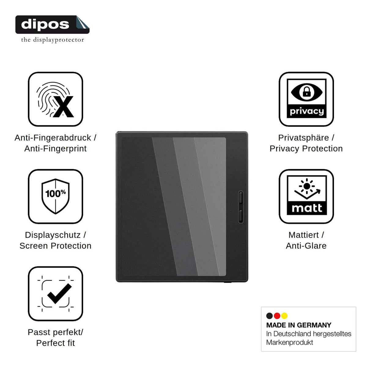 Blickschutzfolie für Onyx Boox Go 7 Tappy matt Schutzfolie Privacy