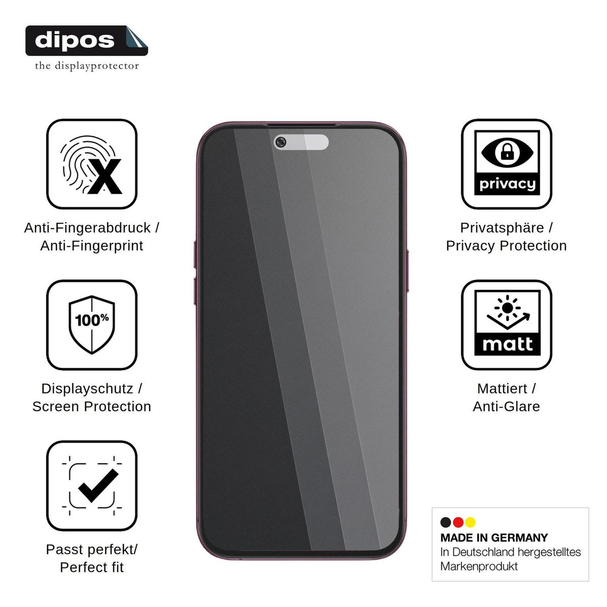 Blickschutzfolie für Oukitel C18 Pro Max matt Schutzfolie Privacy