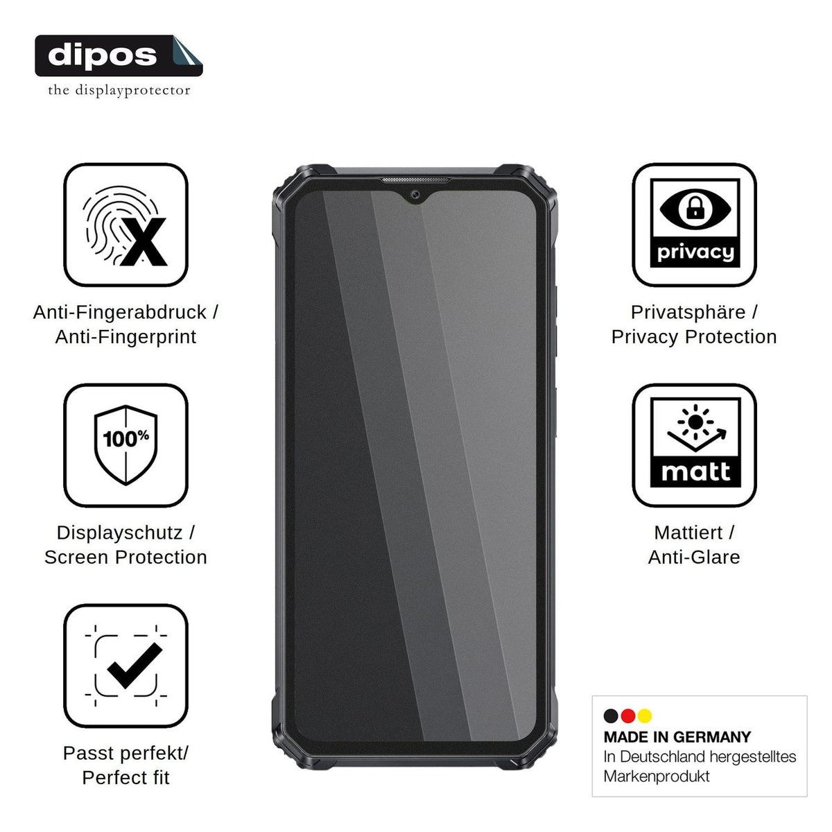 Blickschutzfolie für Oukitel G1S matt Schutzfolie Privacy