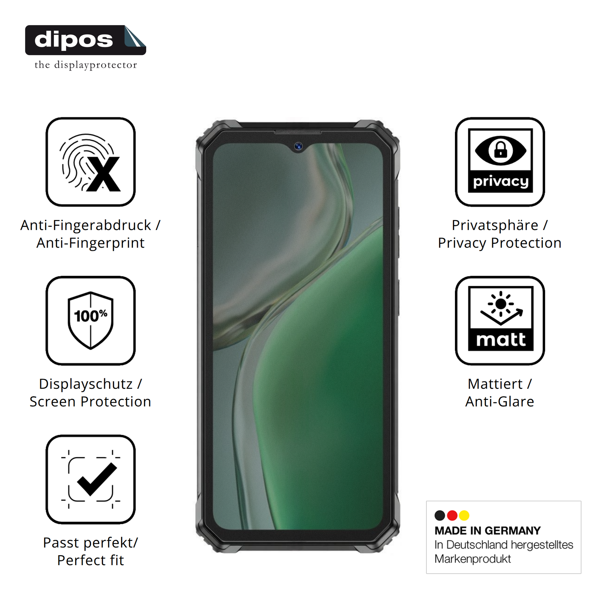 Privatsphäre-Schutz durch Sichtschutz-Folie passend zugeschnitten für Oukitel G7