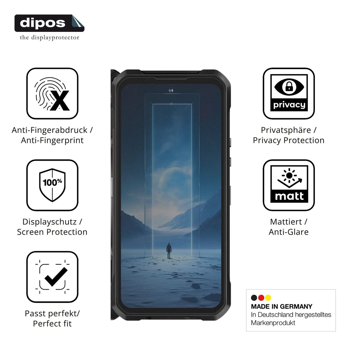 Privatsphäre-Schutz durch Sichtschutz-Folie passend zugeschnitten für Oukitel WP61 Ti