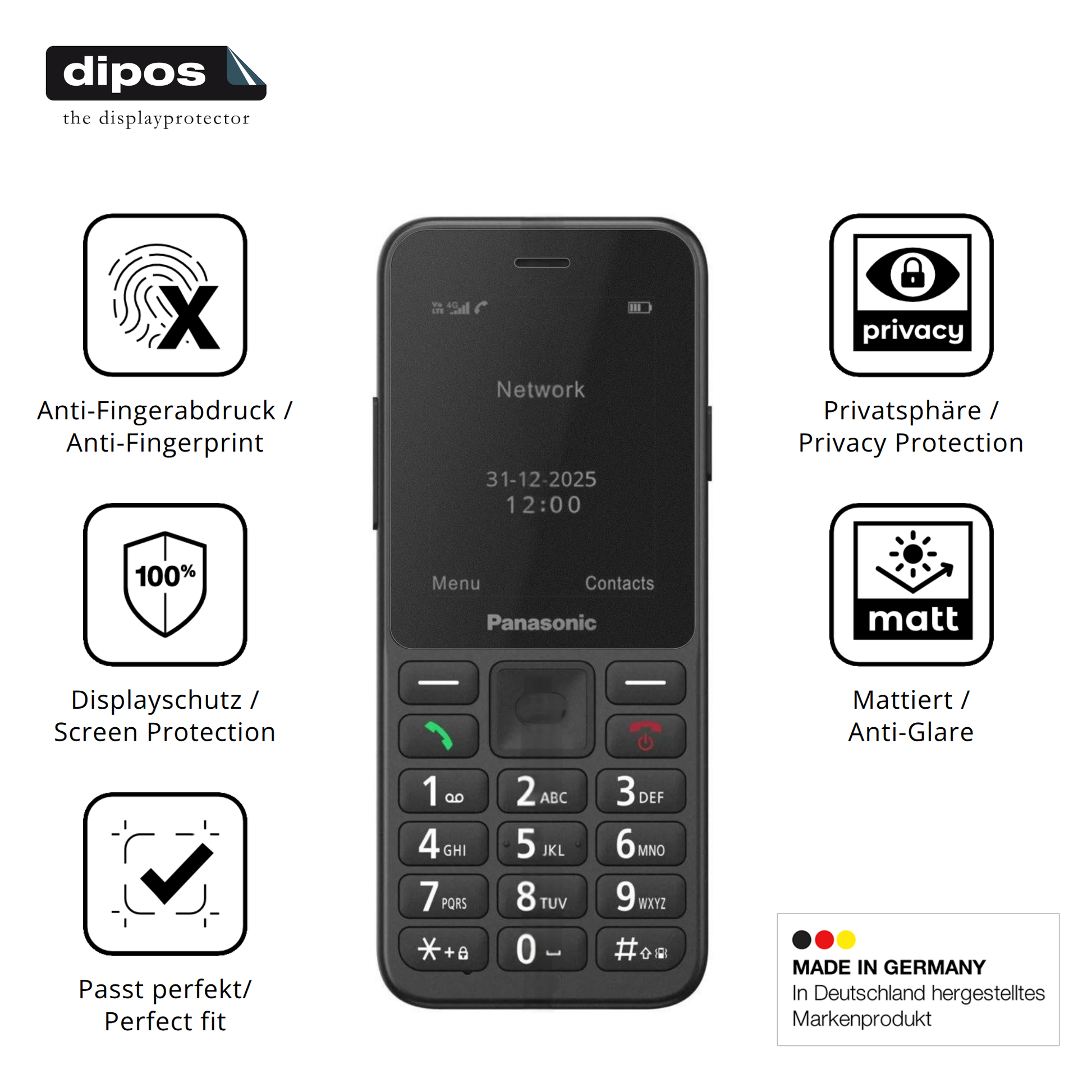 Privatsphäre-Schutz durch Sichtschutz-Folie passend zugeschnitten für Panasonic KX-TU260