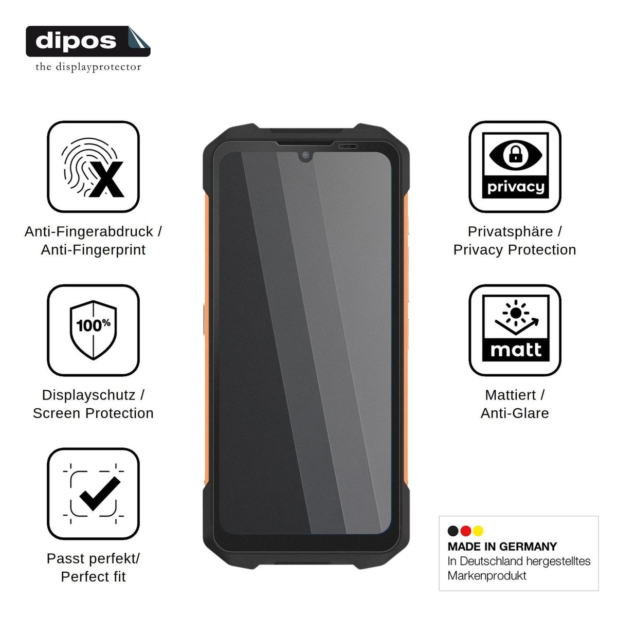 Blickschutzfolie für Philips S8310 matt Schutzfolie Privacy