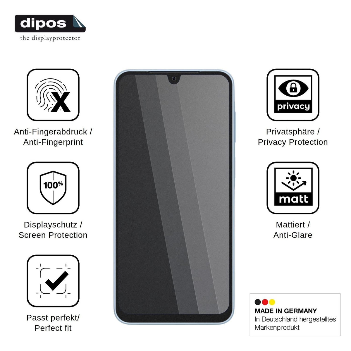 Blickschutzfolie für Samsung Galaxy A18 4G matt Schutzfolie Privacy