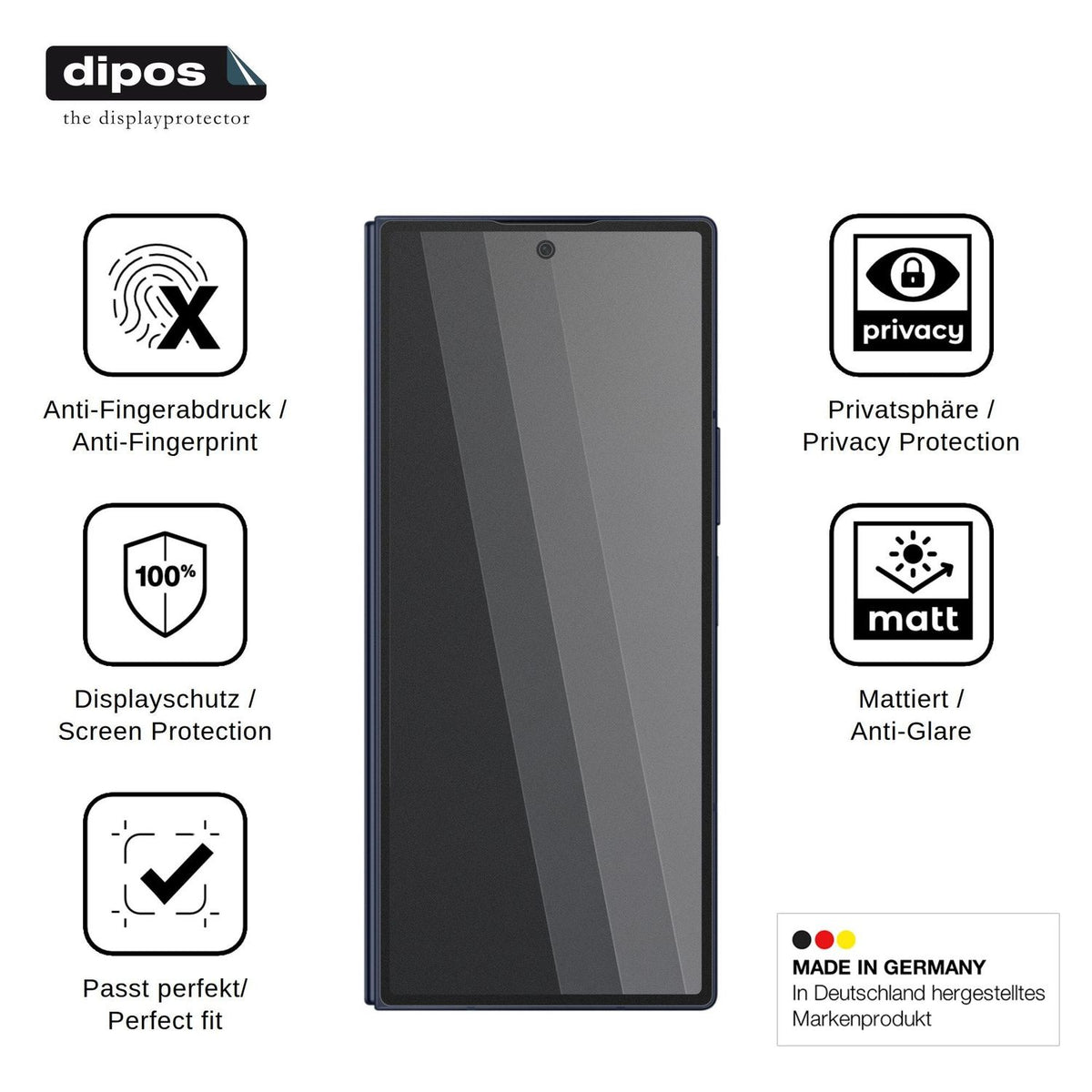 Blickschutzfolie für Samsung Galaxy Z Fold6 Aussenseite matt Schutzfolie Privacy