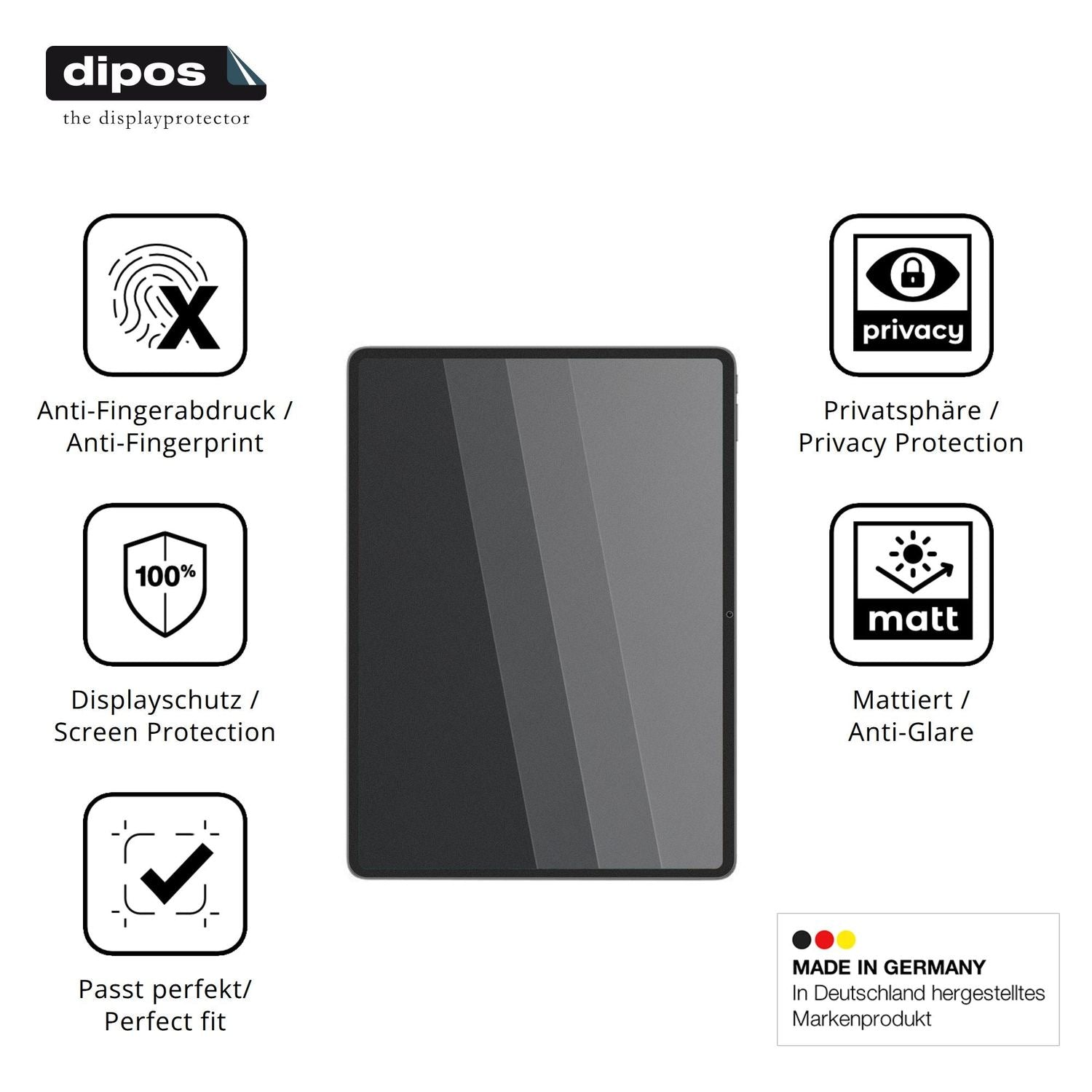 Privatsphäre-Schutz durch Sichtschutz-Folie passend zugeschnitten für Teclast ArtPad 13.2 Zoll