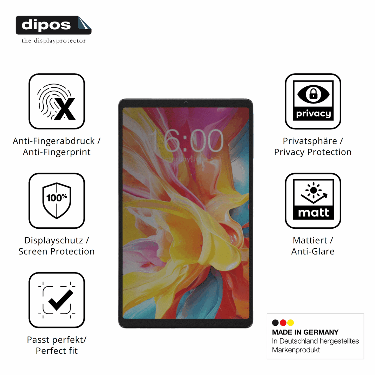 Privatsph�re-Schutz durch Sichtschutz-Folie passend zugeschnitten f�r Teclast T50 Mini