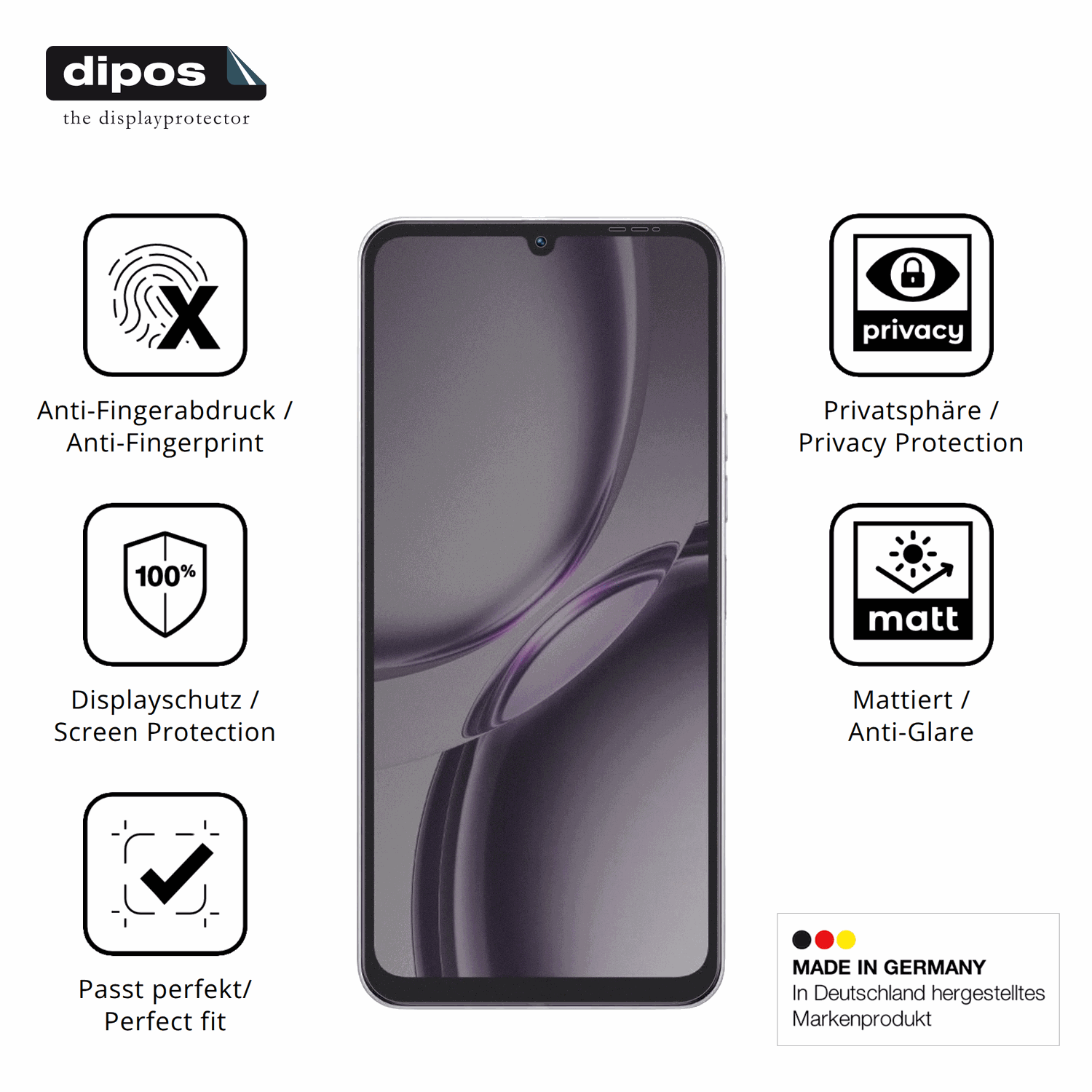 Privatsphäre-Schutz durch Sichtschutz-Folie passend zugeschnitten für Tecno Pop 20