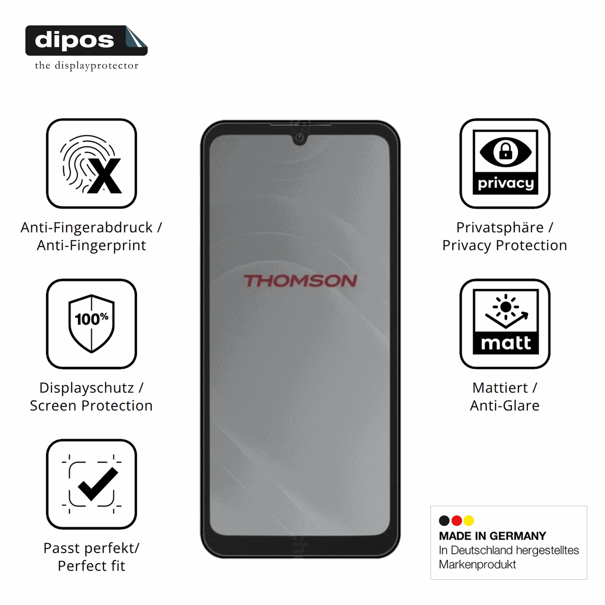 Privatsphäre-Schutz durch Sichtschutz-Folie passend zugeschnitten für Thomson Origin 680