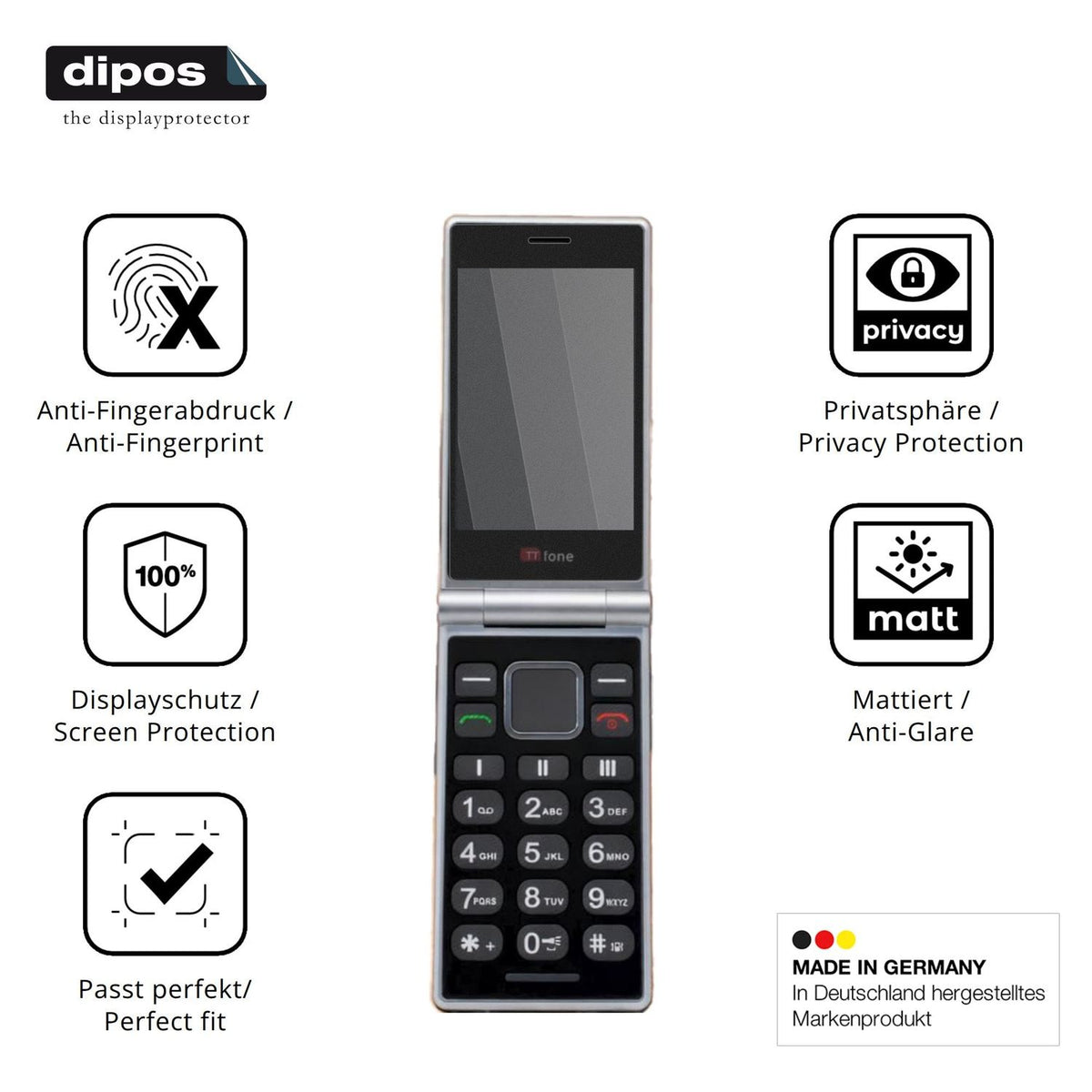 Privatsphäre-Schutz durch Sichtschutz-Folie passend zugeschnitten für TTfone TT990 4G