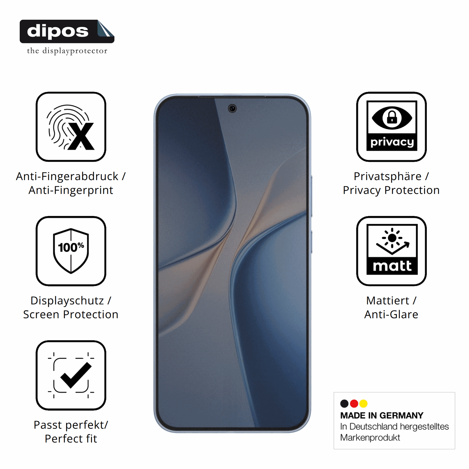 Privatsphäre-Schutz durch Sichtschutz-Folie passend zugeschnitten für Vivo T5 Pro