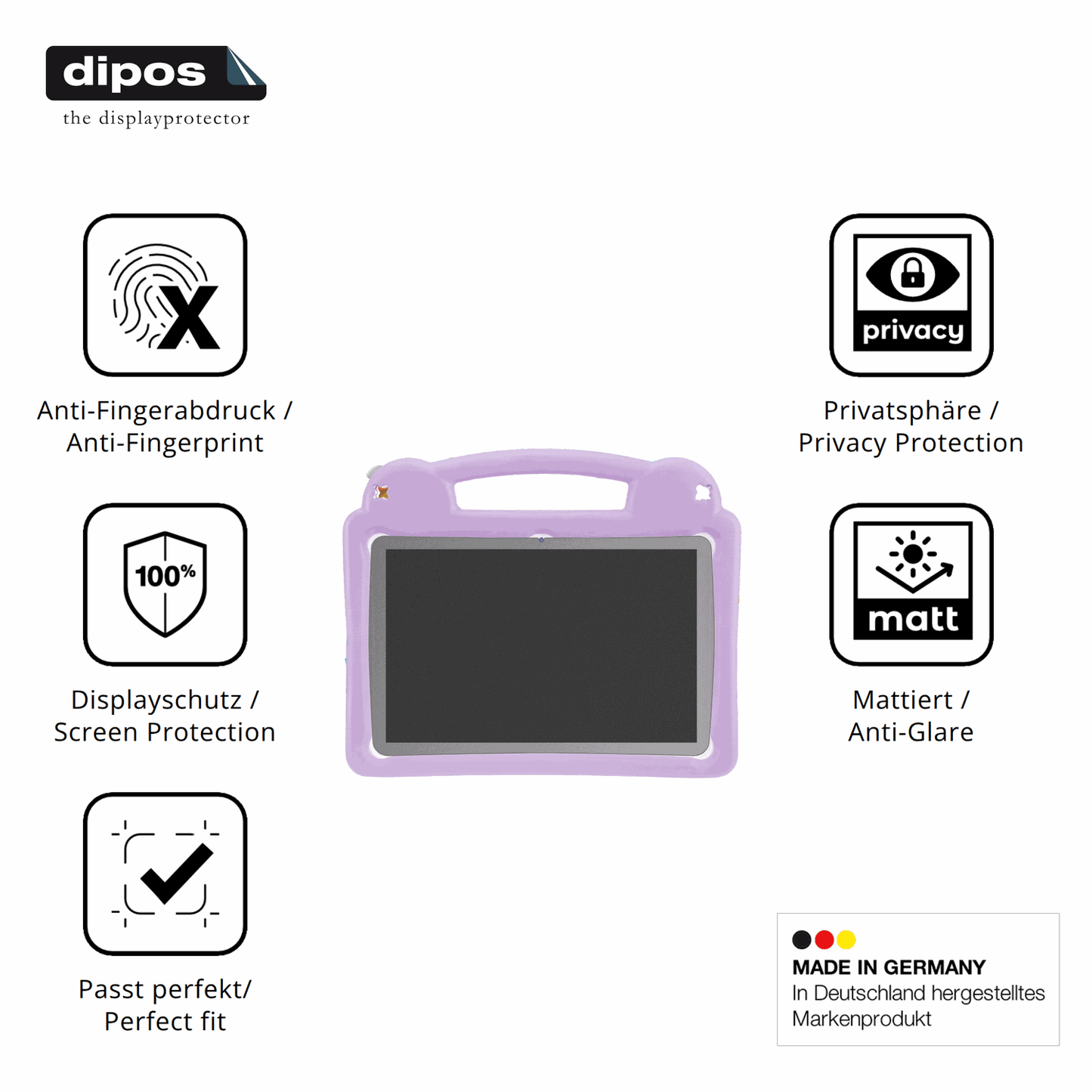 Privatsphäre-Schutz durch Sichtschutz-Folie passend zugeschnitten für Wilgoon Kids Tablet 10.1