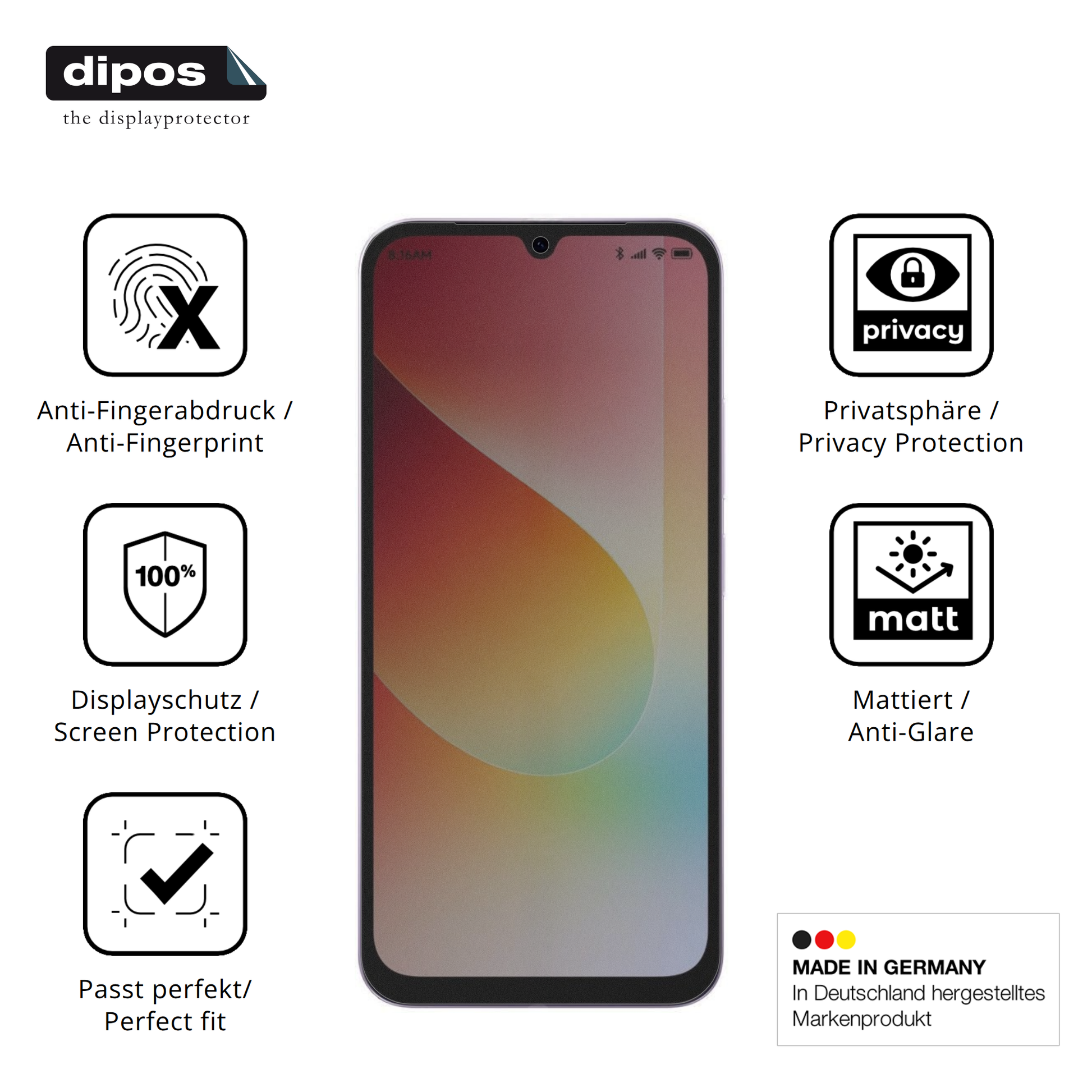 Privatsphäre-Schutz durch Sichtschutz-Folie passend zugeschnitten für Xiaomi Redmi 15A 5G