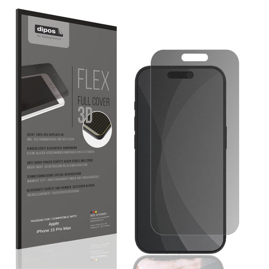 Blickschutzfolie von dipos passend für Apple iPhone 15 Pro Max, 100% Displayabdeckung und blasenfreie Montage