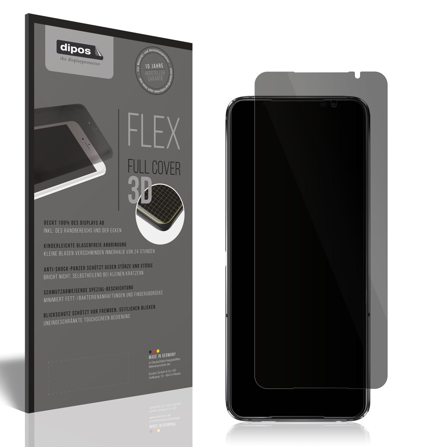 Blickschutzfolie von dipos passend für Asus ROG Phone 6D, 100% Displayabdeckung und blasenfreie Montage