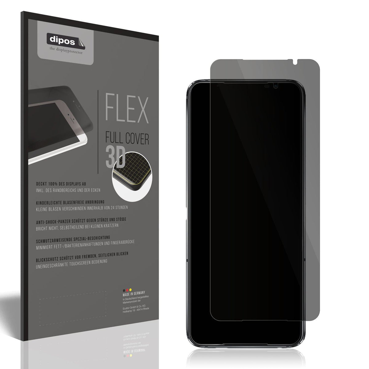 Blickschutzfolie von dipos passend für Asus ROG Phone 6D, 100% Displayabdeckung und blasenfreie Montage