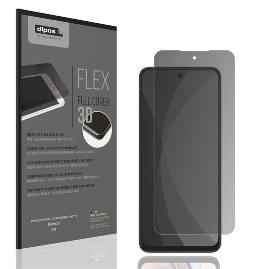 Blickschutzfolie von dipos passend für Benco S2, 100% Displayabdeckung und blasenfreie Montage