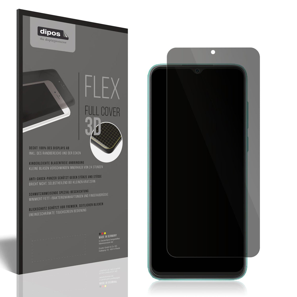 Blickschutzfolie von dipos passend für Blackview A55 Pro, 100% Displayabdeckung und blasenfreie Montage