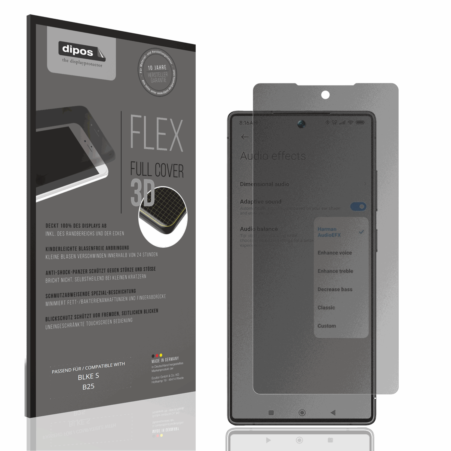 Blickschutzfolie von dipos passend für BLKE S B25, 100% Displayabdeckung und blasenfreie Montage