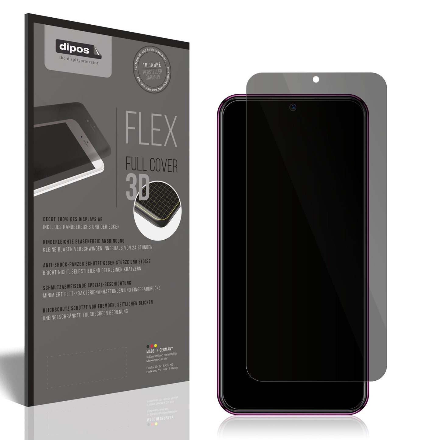 Blickschutzfolie von dipos passend für BQ 6051G, 100% Displayabdeckung und blasenfreie Montage