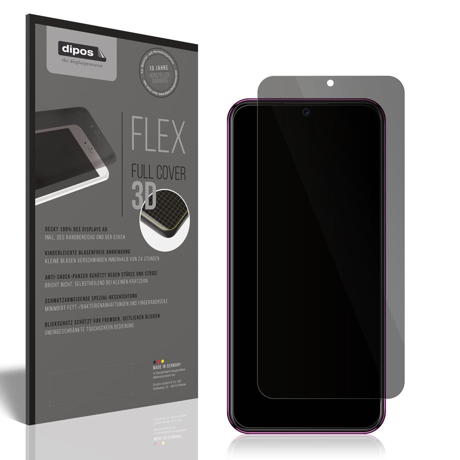Blickschutzfolie von dipos passend für BQ 6051G, 100% Displayabdeckung und blasenfreie Montage