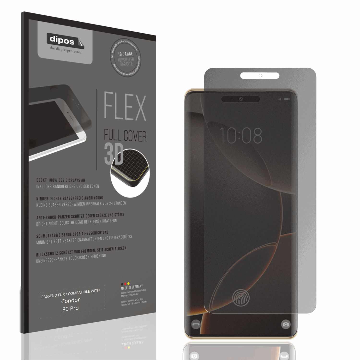 Blickschutzfolie von dipos passend für Condor 80 Pro, 100% Displayabdeckung und blasenfreie Montage