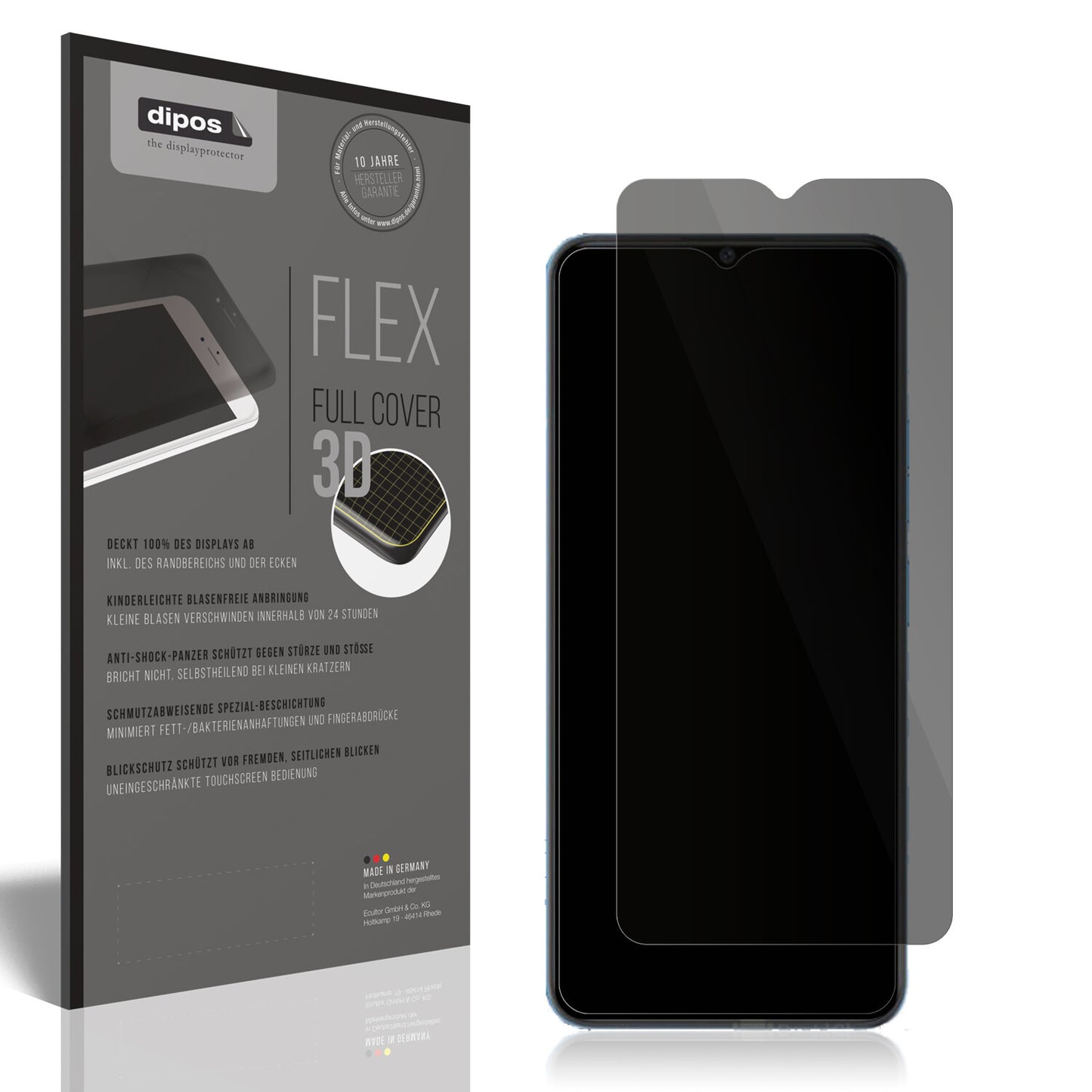 Blickschutzfolie von dipos passend für Coolpad Cool 20s, 100% Displayabdeckung und blasenfreie Montage
