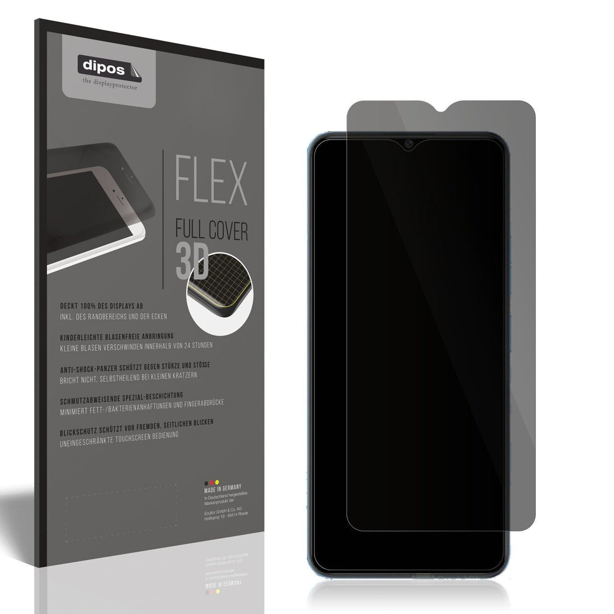 Blickschutzfolie von dipos passend für Coolpad Cool 20s, 100% Displayabdeckung und blasenfreie Montage