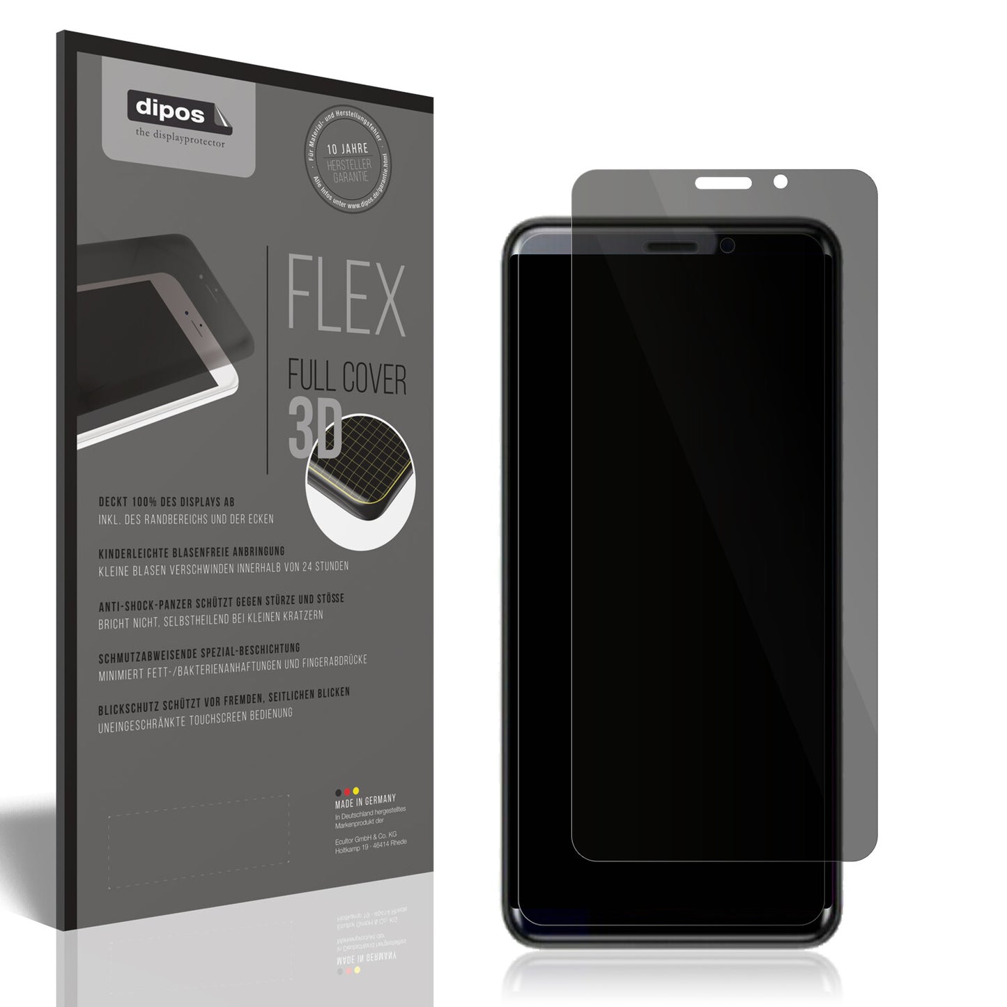 Blickschutzfolie von dipos passend für Coolpad Cool Play 7C, 100% Displayabdeckung und blasenfreie Montage