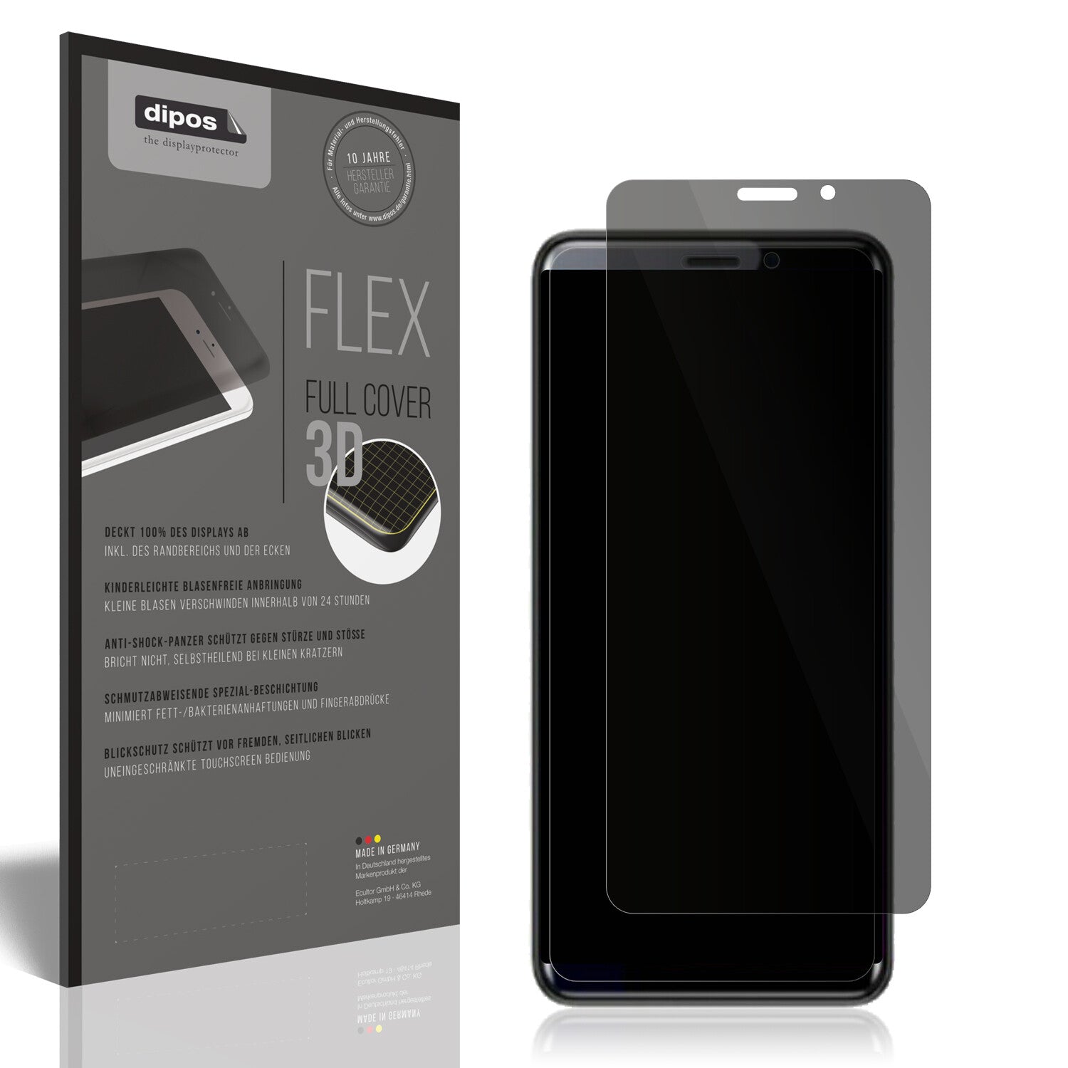 Blickschutzfolie von dipos passend für Coolpad Cool Play 7C, 100% Displayabdeckung und blasenfreie Montage