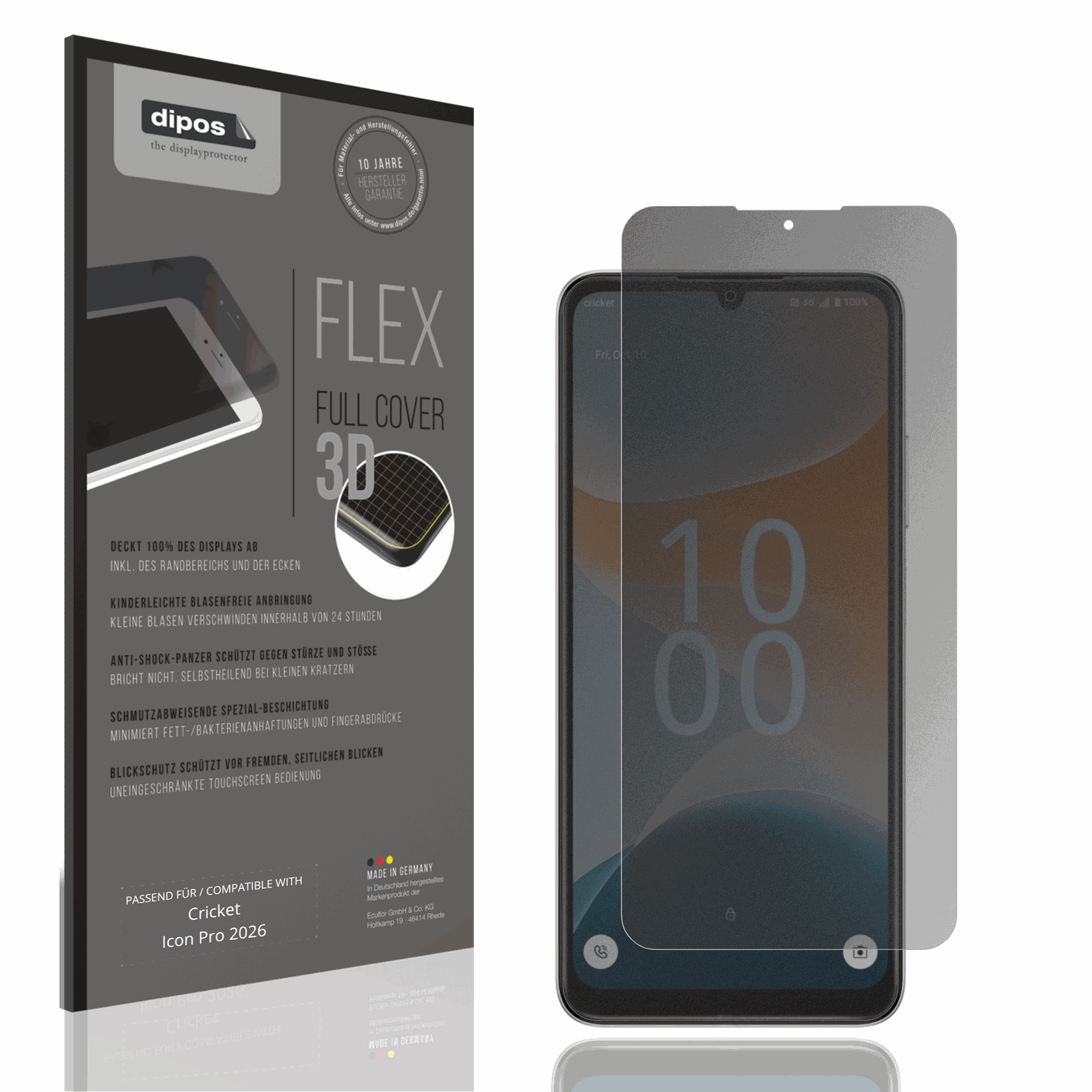 Blickschutzfolie von dipos passend für Cricket Icon Pro 2026, 100% Displayabdeckung und blasenfreie Montage