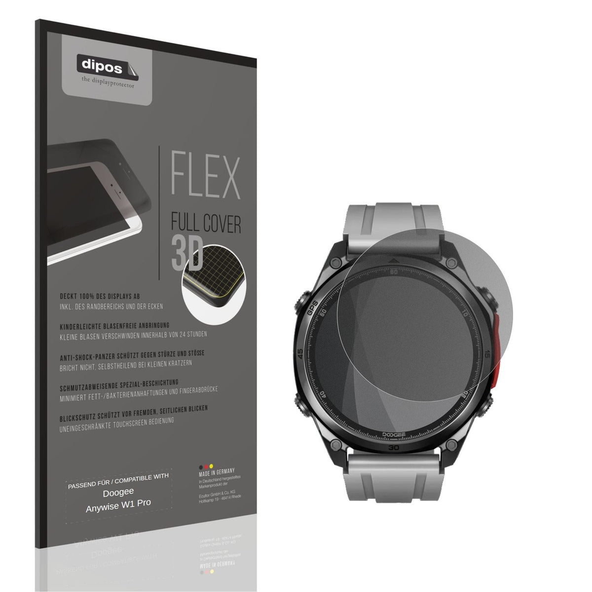 Blickschutzfolie von dipos passend für Doogee Anywise W1 Pro, 100% Displayabdeckung und blasenfreie Montage