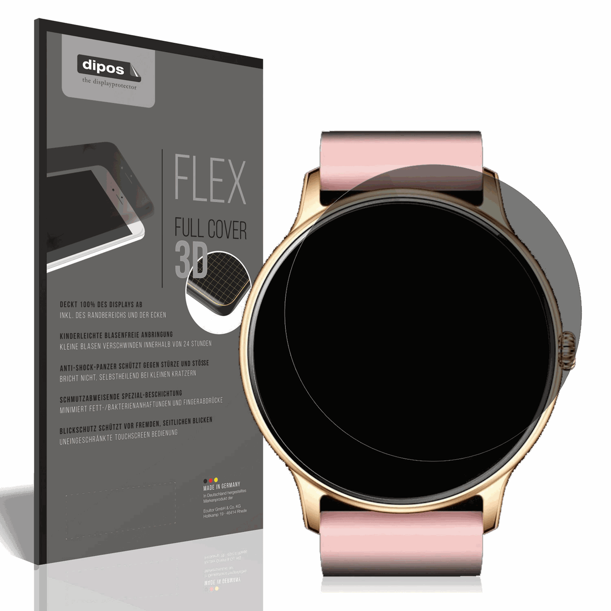 Blickschutzfolie von dipos passend für Fireboltt Phoenix, 100% Displayabdeckung und blasenfreie Montage