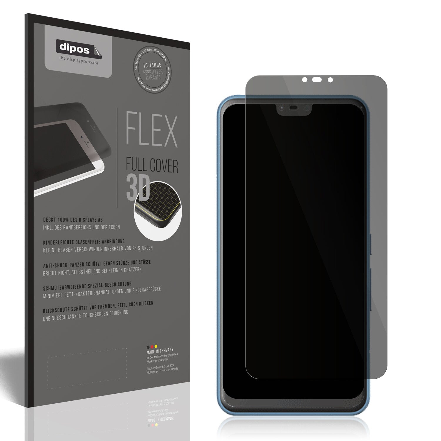 Blickschutzfolie von dipos passend für Fujitsu Arrows J, 100% Displayabdeckung und blasenfreie Montage